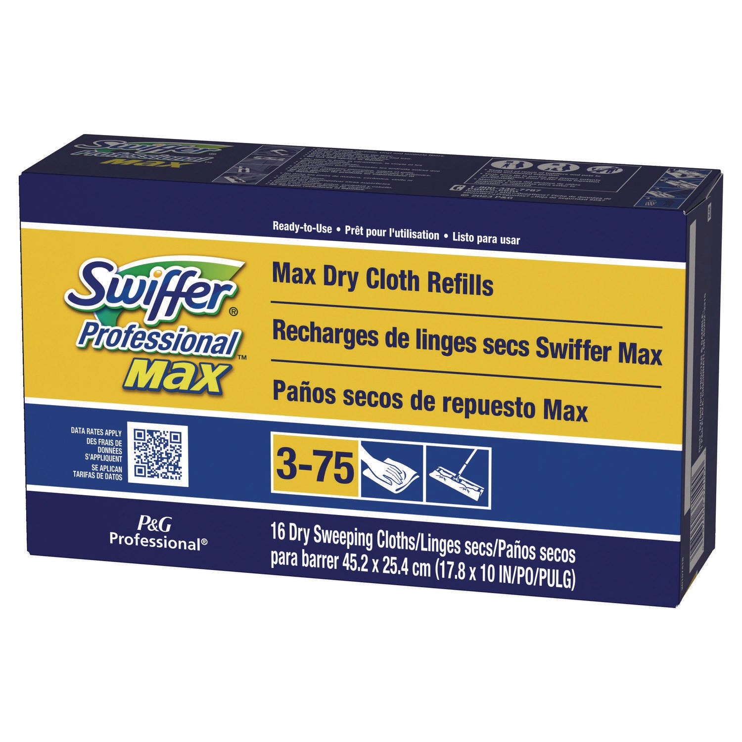 Swiffer Max Dry Cloth Refills - 17.9" Width x 10" Depth - Cloth - White - 16 / Box