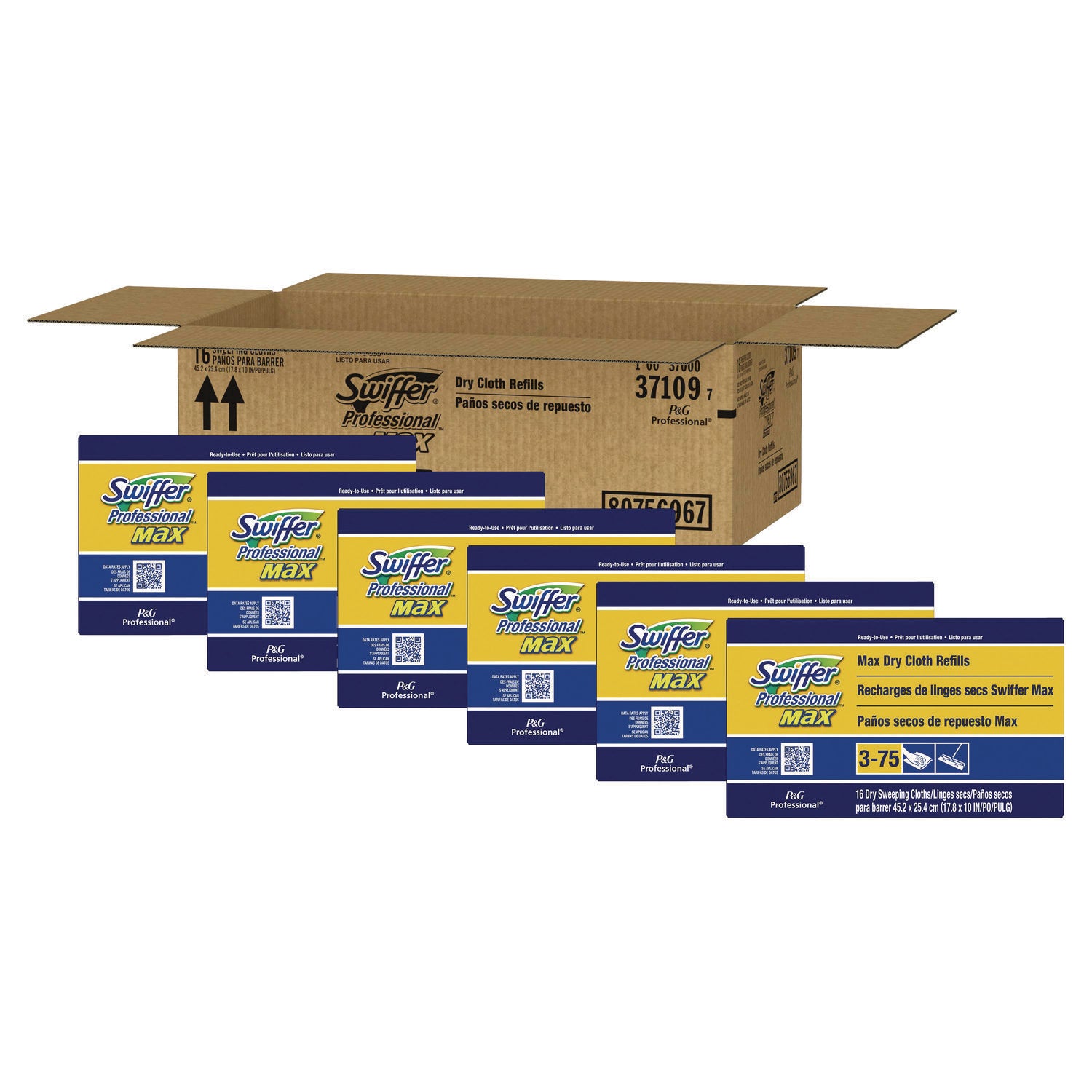 Swiffer Max Dry Cloth Refills - 17.9" Width x 10" Depth - Cloth - White - 16 / Box