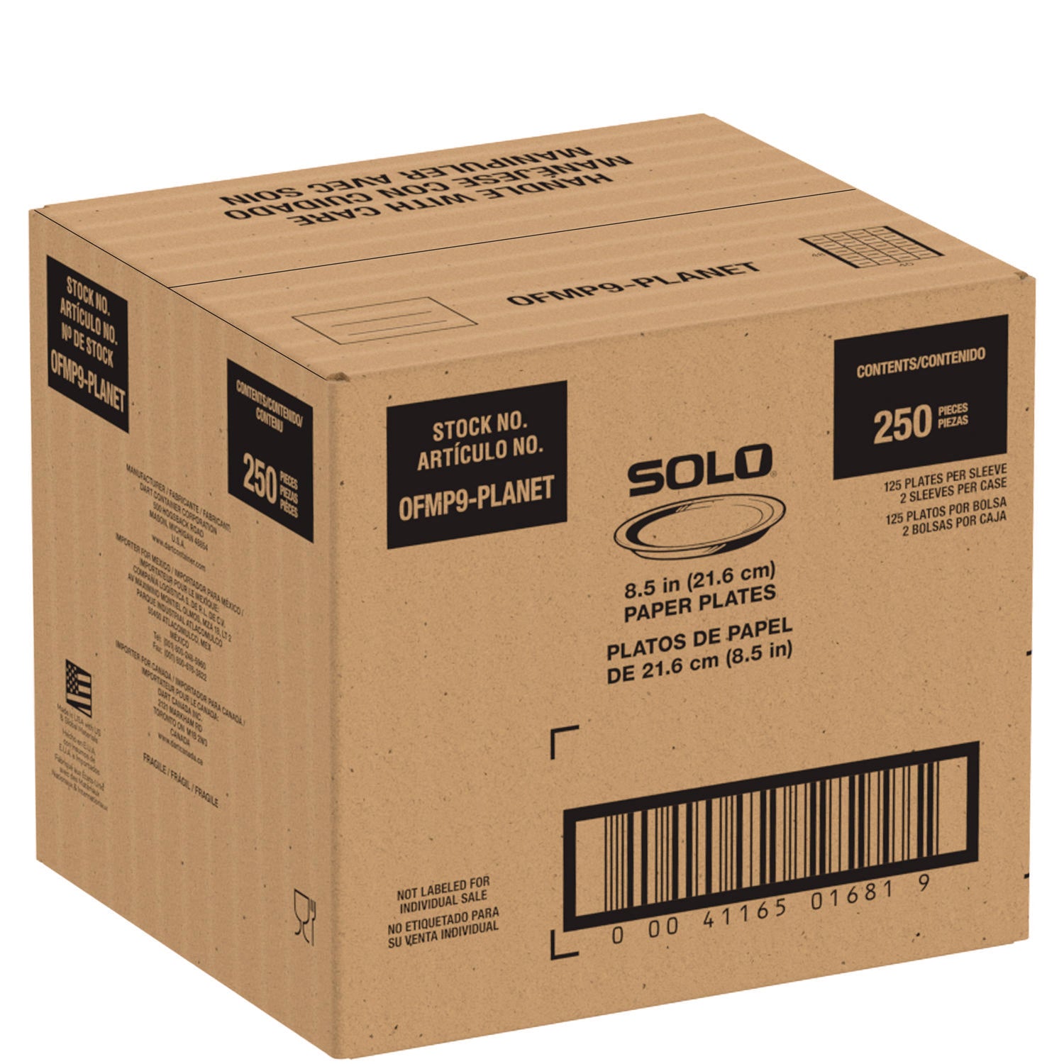 Compostable Paper Dinnerware, ProPlanet Seal, Plate, 9" dia, White, 250/Carton