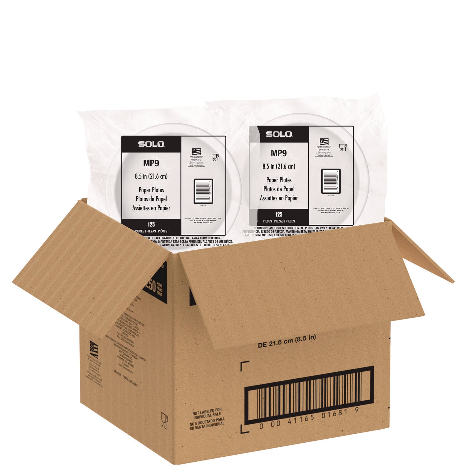 Compostable Paper Dinnerware, ProPlanet Seal, Plate, 9" dia, White, 250/Carton