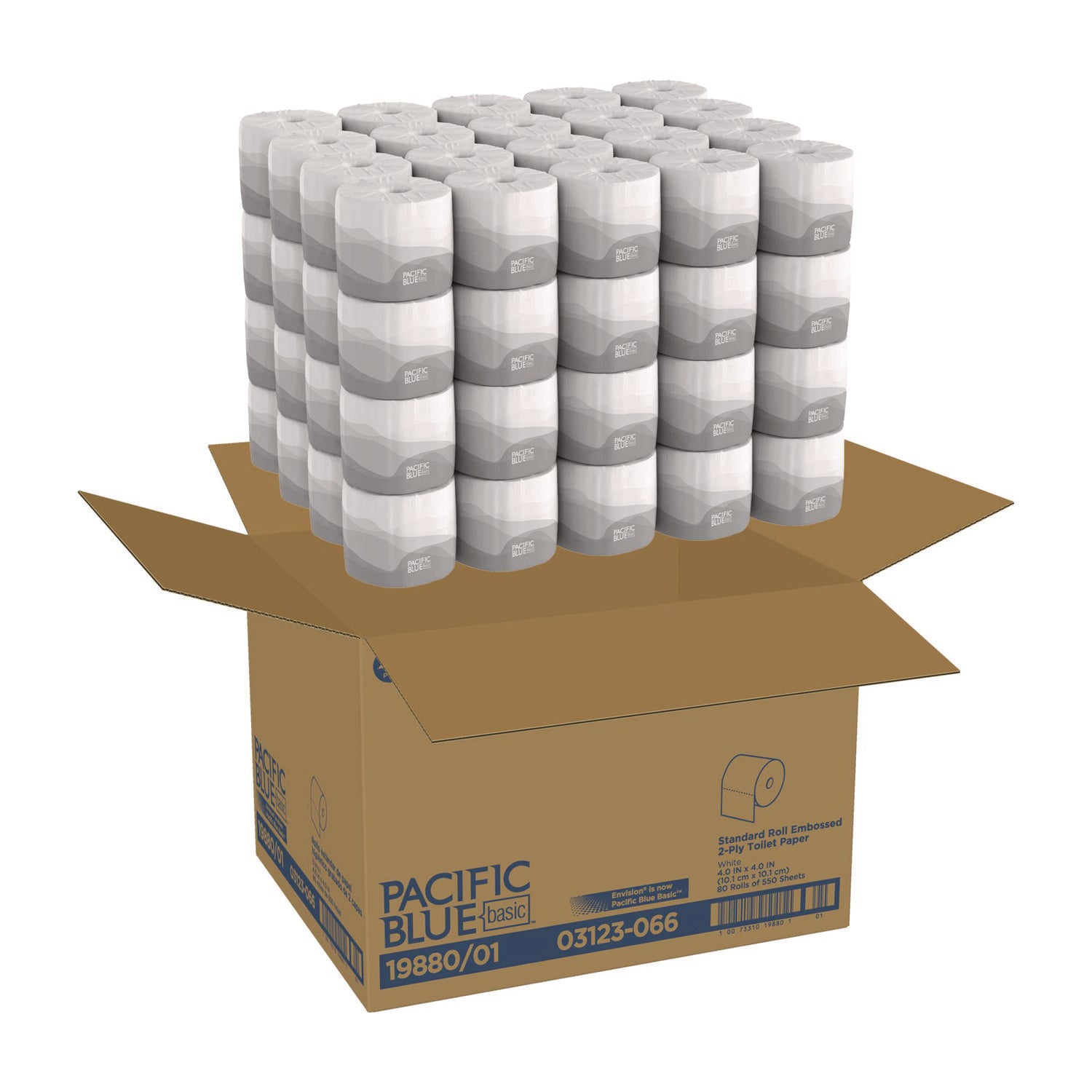 2 Ply - 4.05" Width x 4" Length - 550 Sheets/Roll - White - 80 / Carton