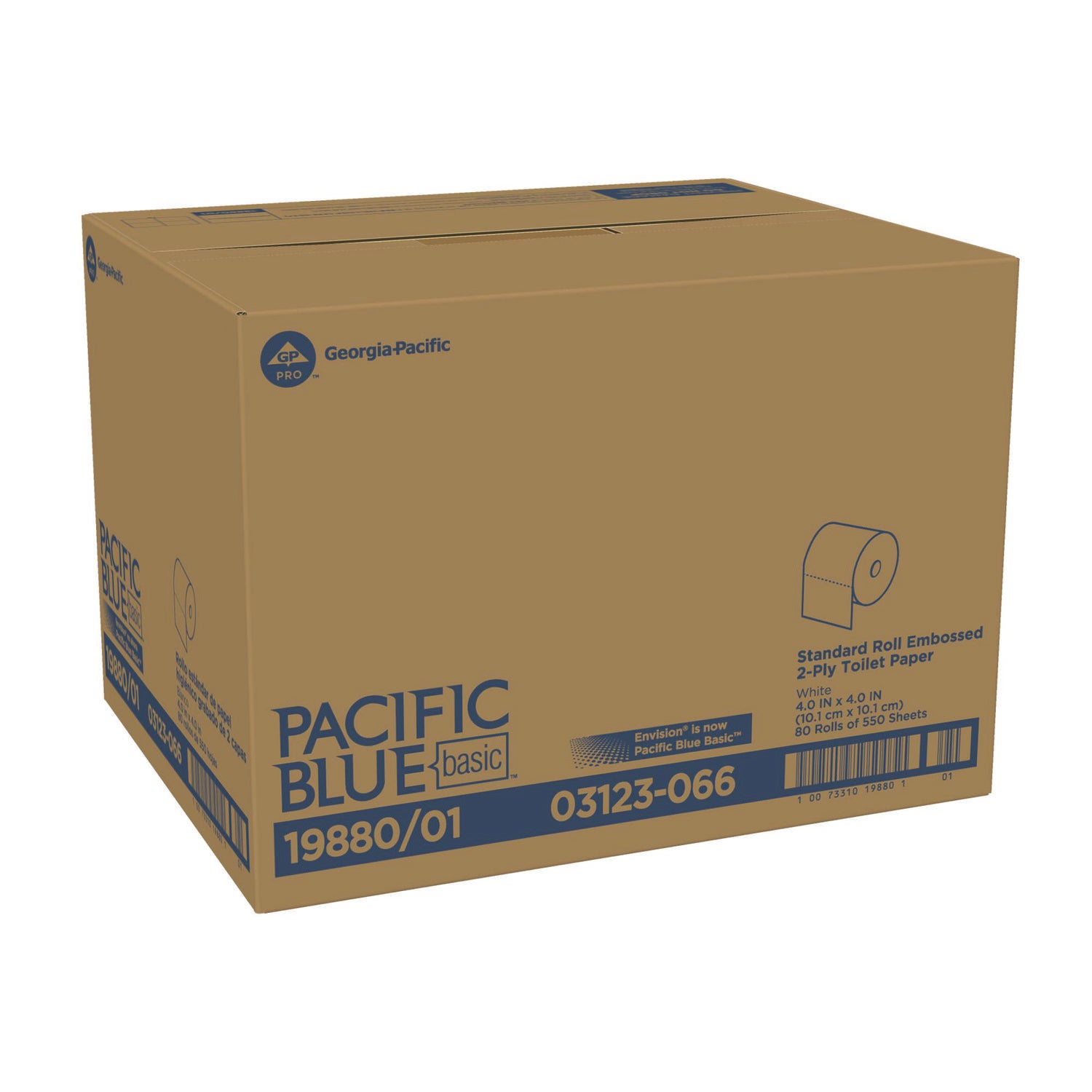 2 Ply - 4.05" Width x 4" Length - 550 Sheets/Roll - White - 80 / Carton