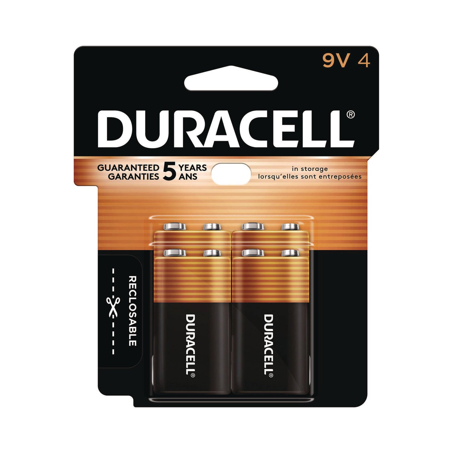 Duracell 9-Volt Coppertop Alkaline Batteries - For Multipurpose - 9V - 4 / Pack