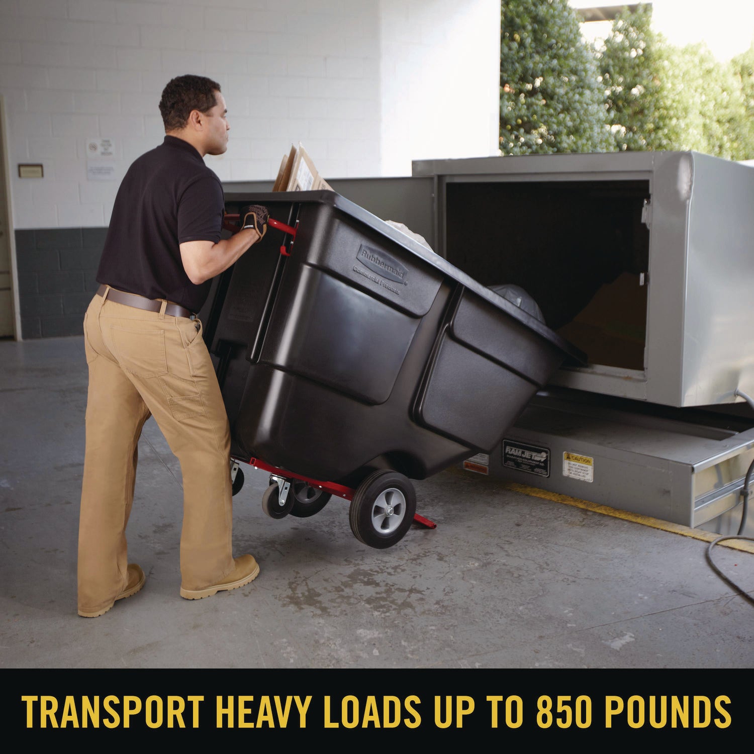 1 cu yd BRUTE Rotomolded Tilt Truck, 850 lb Capacity, Black