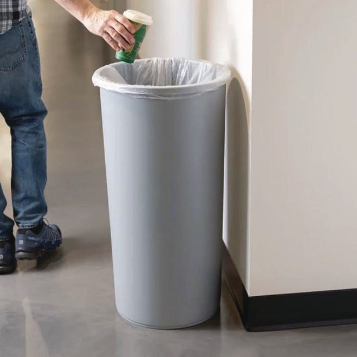 Rubbermaid Commercial Untouchable Round Container - 22 gal Capacity - Round - Crack Resistant, Durable - 30.1" Height x 15.8" Diameter - Linear Low-Density Polyethylene (LLDPE) - Gray - 1 Each