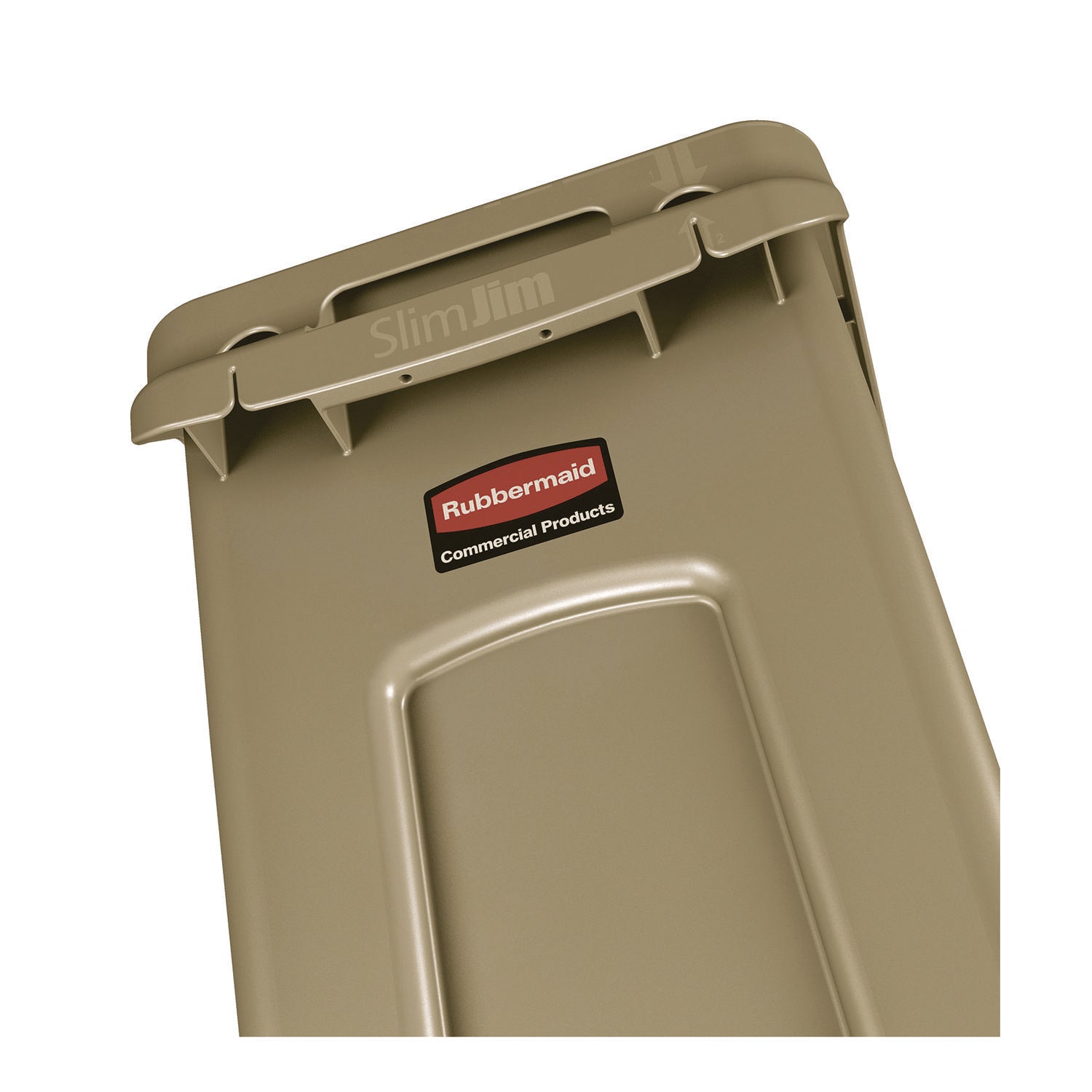 Rubbermaid Commercial Slim Jim 23-Gallon Vented Waste Container - 23 gal Capacity - Rectangular - Durable, Handle - 30" Height x 11" Width x 22" Depth - Beige - 1 Each