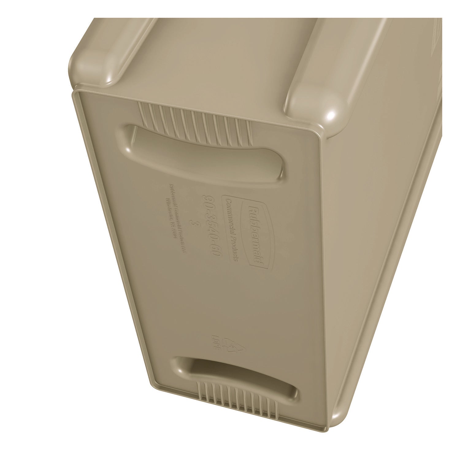 Rubbermaid Commercial Slim Jim 23-Gallon Vented Waste Container - 23 gal Capacity - Rectangular - Durable, Handle - 30" Height x 11" Width x 22" Depth - Beige - 1 Each