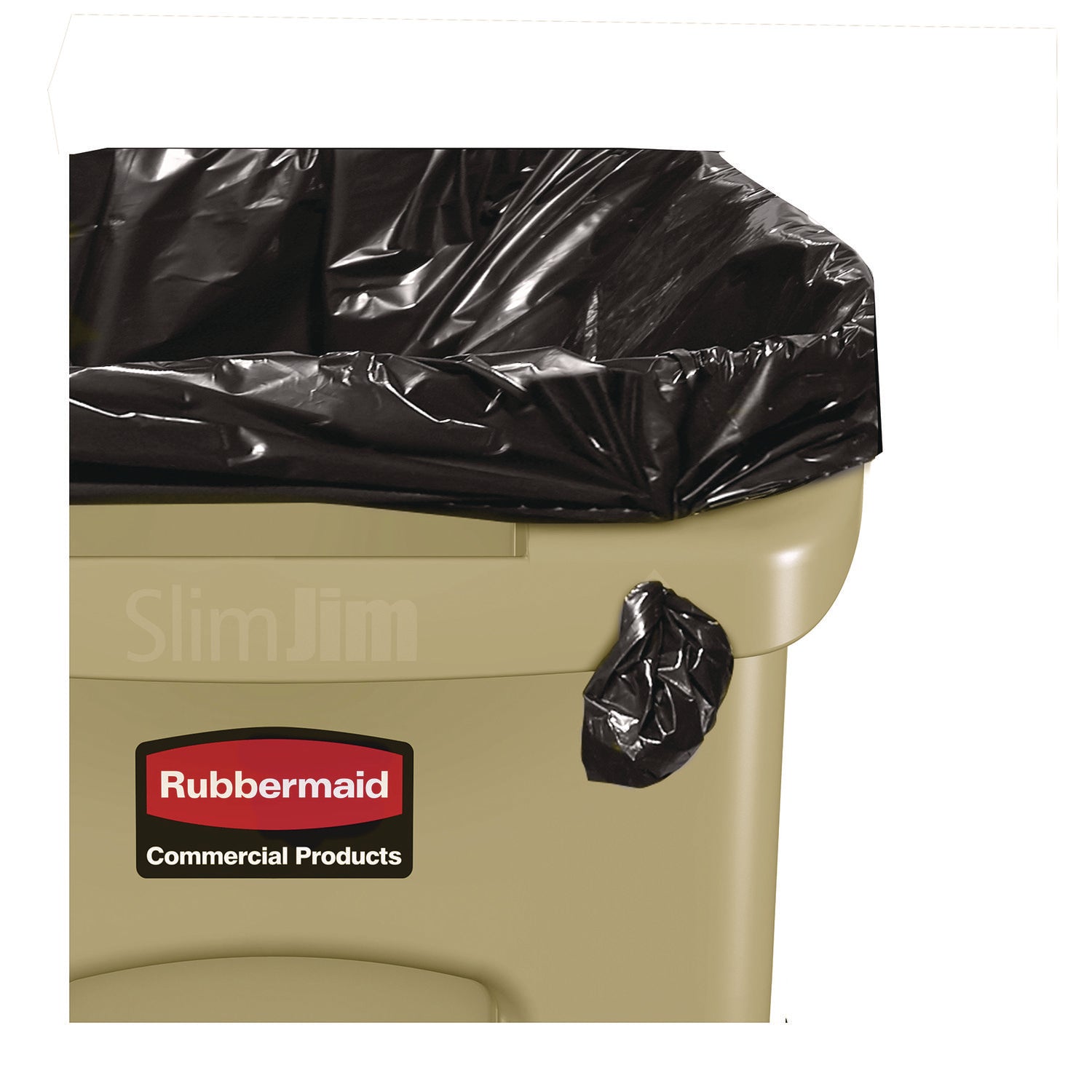 Rubbermaid Commercial Slim Jim 23-Gallon Vented Waste Container - 23 gal Capacity - Rectangular - Durable, Handle - 30" Height x 11" Width x 22" Depth - Beige - 1 Each