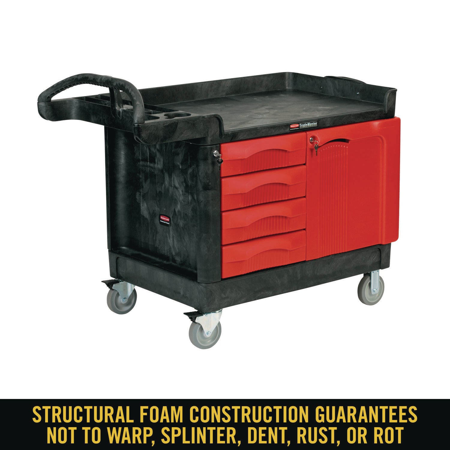750 lb Load Capacity - 5" Caster Size - Structural Foam - 27.87" Width x 50.75" Depth x 29" Height - Black, Red - 1 Each