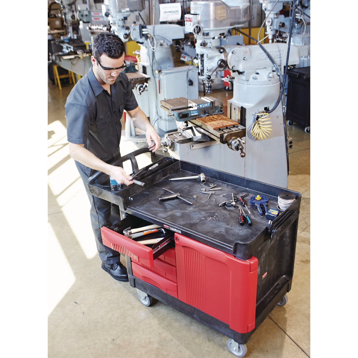750 lb Load Capacity - 5" Caster Size - Structural Foam - 27.87" Width x 50.75" Depth x 29" Height - Black, Red - 1 Each