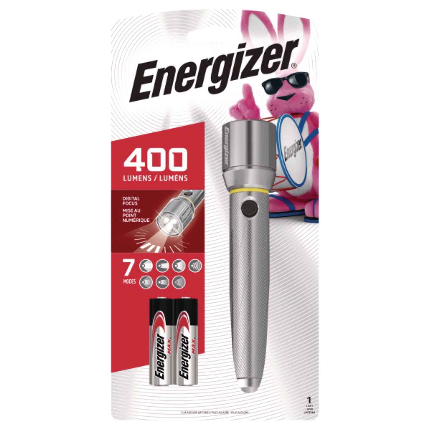 LED - 400 lm Lumen - 2 x AA - Battery - Metal - Water Resistant - Chrome - 1 Each