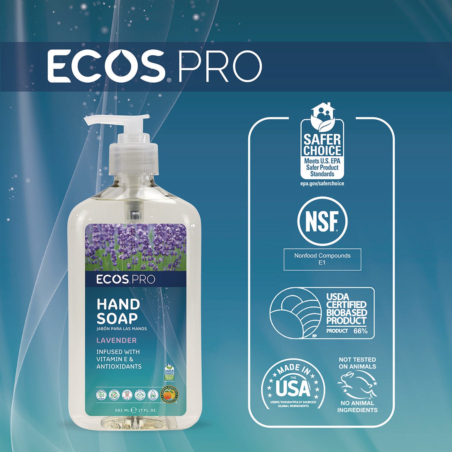 Liquid Hand Soap, Lavender, 17 oz, 6/Carton