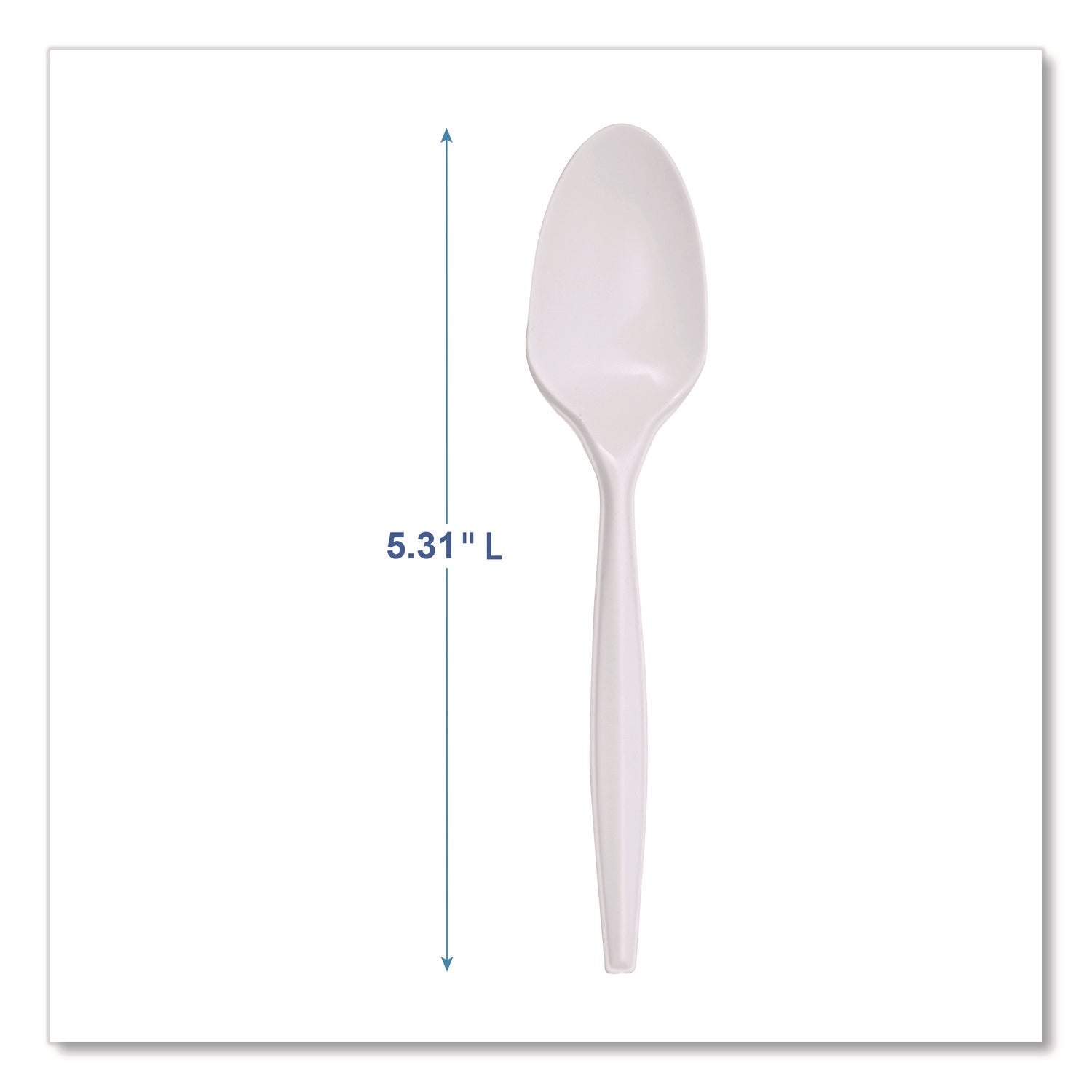 Mediumweight Polypropylene Cutlery, Spoon, 5.31", Plastic, White, 1,000/Carton