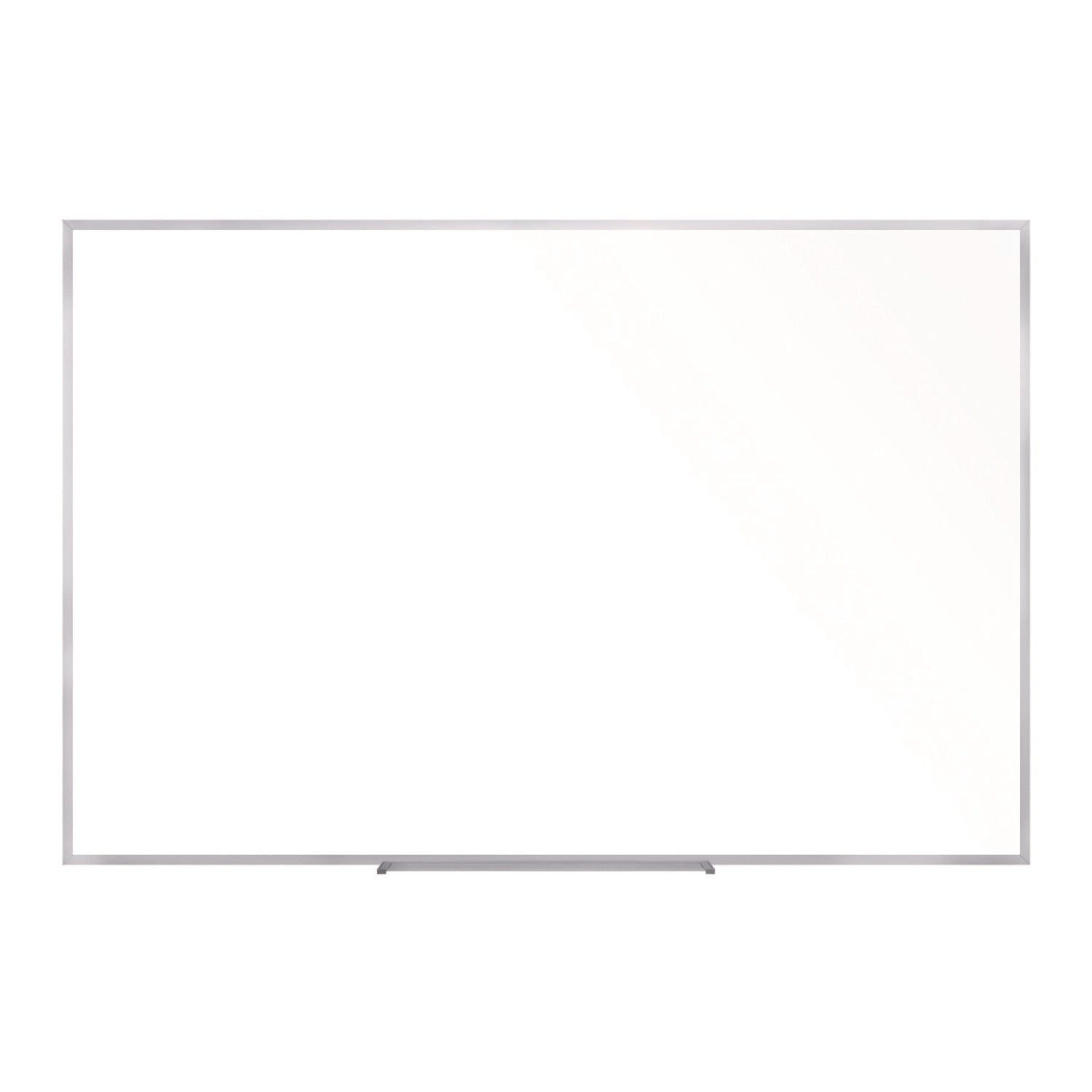 84" (7 ft) Width x 48" (4 ft) Height - White Surface - Satin Aluminum Frame - Horizontal/Vertical - Eraser Included - Laminated, Damage Resistant - 1 Each