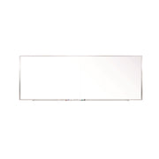 Two-Piece M1 Porcelain Magnetic Whiteboard, 144.5" x 48.5", White Surface, Satin Aluminum Frame