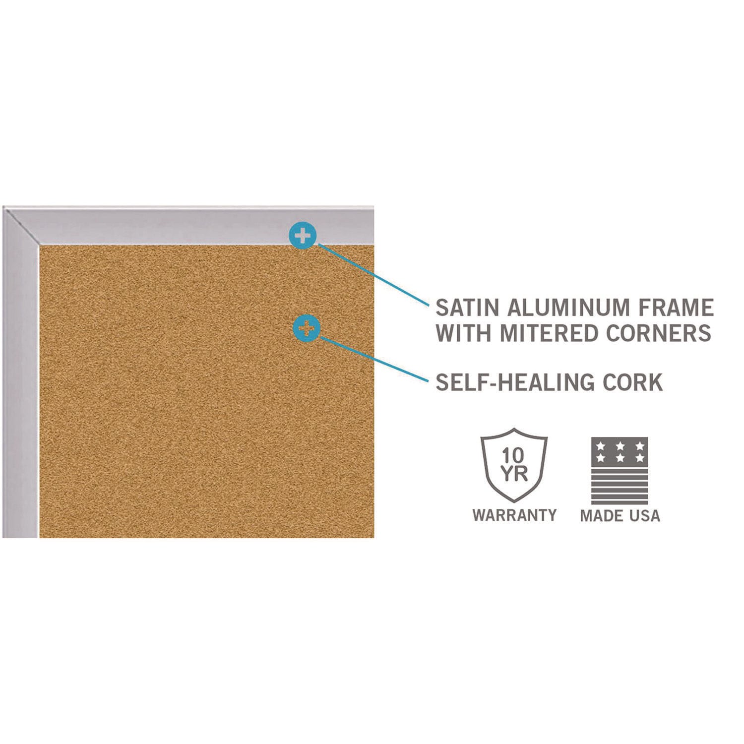 Ghent Traditional Natural Cork Bulletin Board - 48.46" Board Height x 87.90" Board Width x 0.56" Board Depth - Natural Natural Cork, Fiberboard Surface - Satin Aluminum Frame - 1 Each