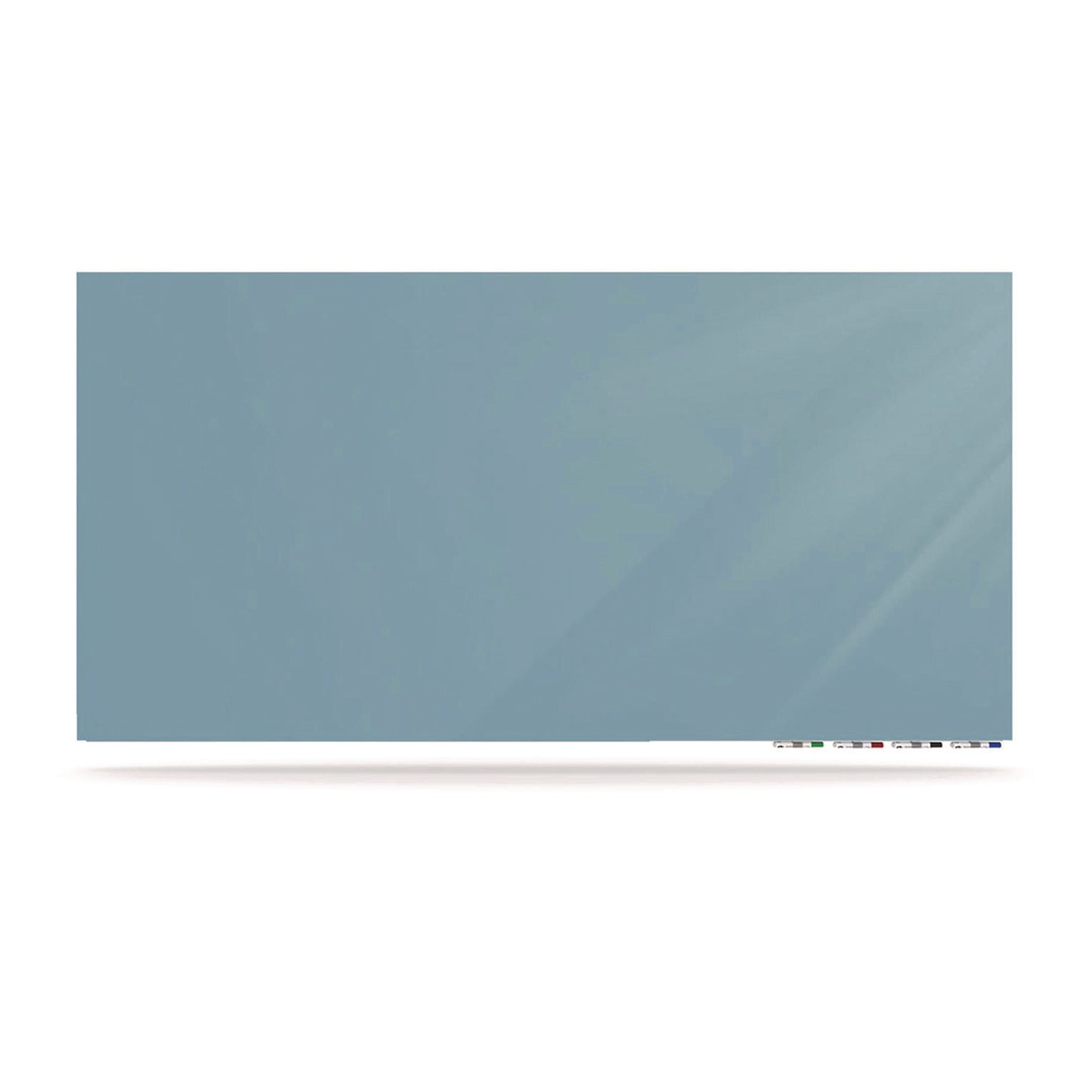 Aria Low-Profile Frameless Magnetic Glassboard, 36" x 24", Denim Blue Surface