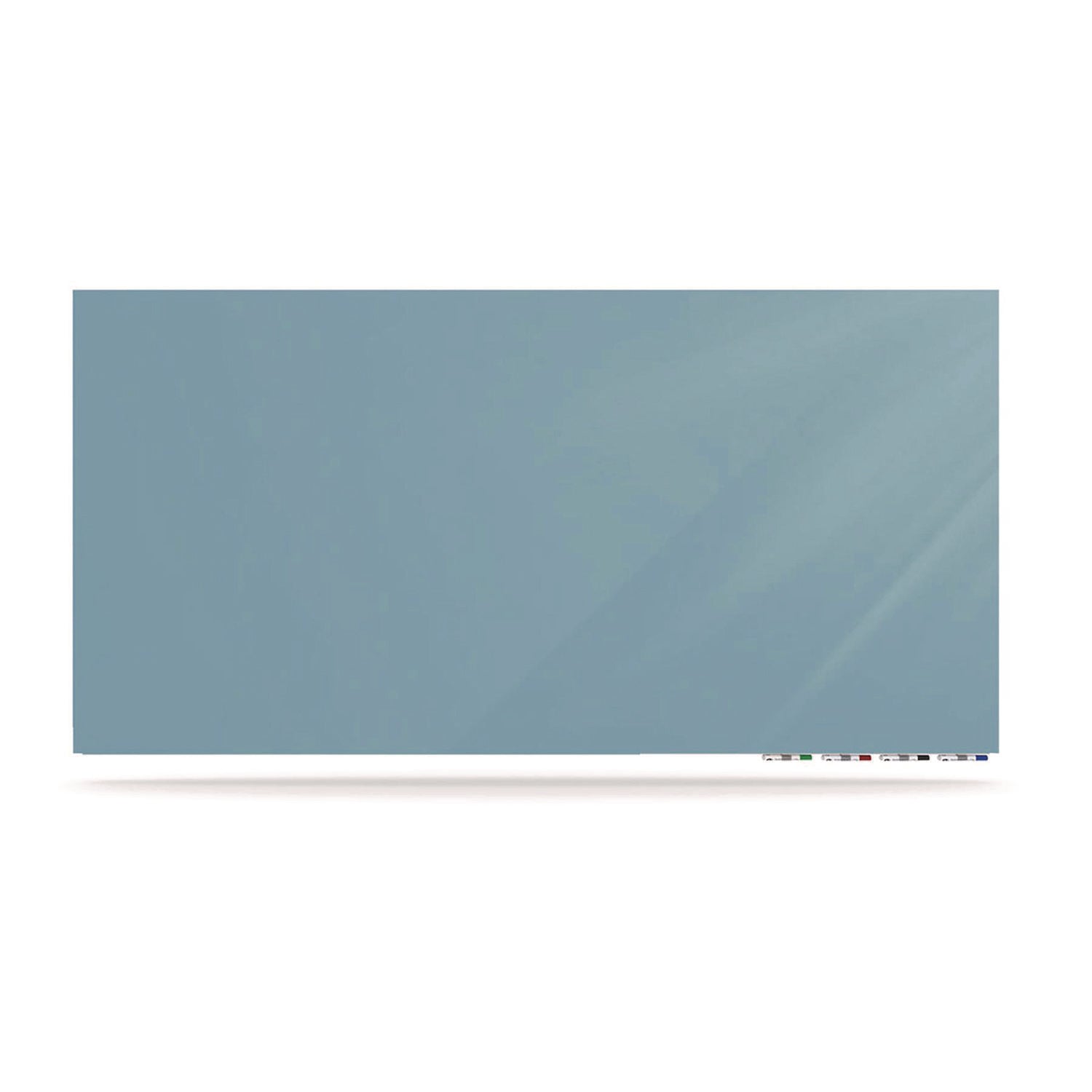 Aria Low-Profile Frameless Magnetic Glassboard, 48" x 36", Denim Blue Surface