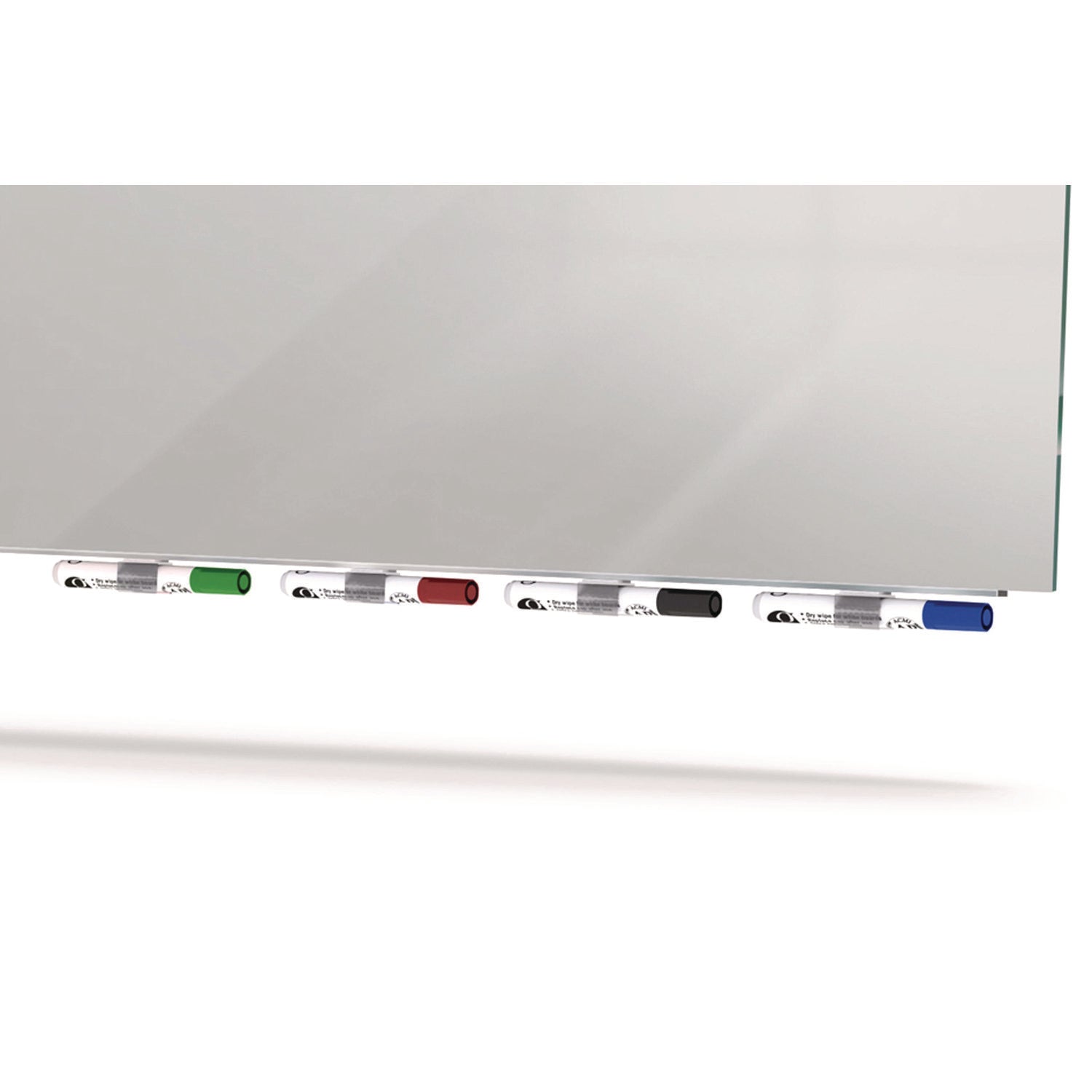 Aria Low-Profile Frameless Magnetic Glassboard, 72" x 48", Gray Surface