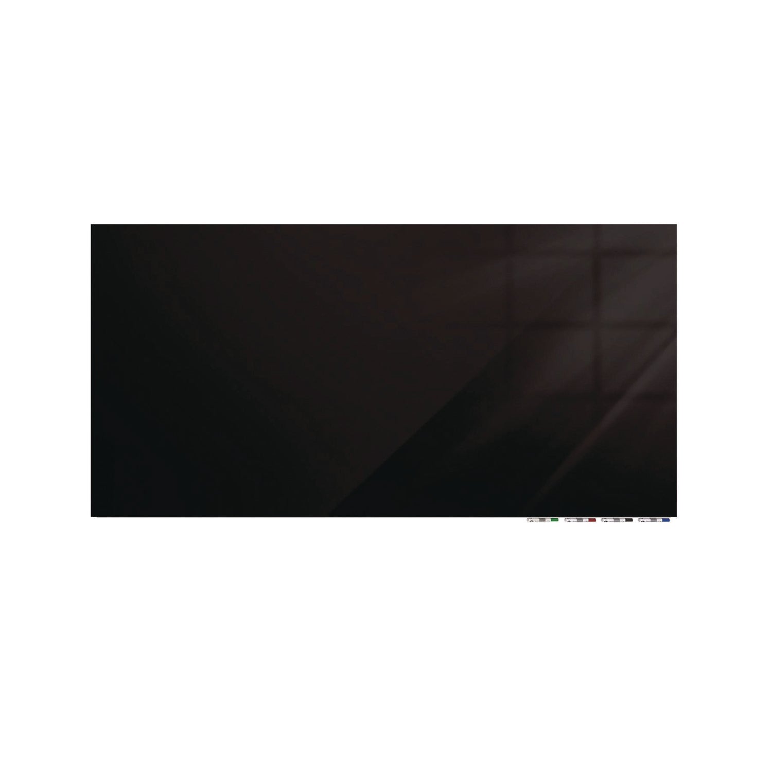 Aria Low-Profile Frameless Magnetic Glassboard, 120" x 48", Black Surface
