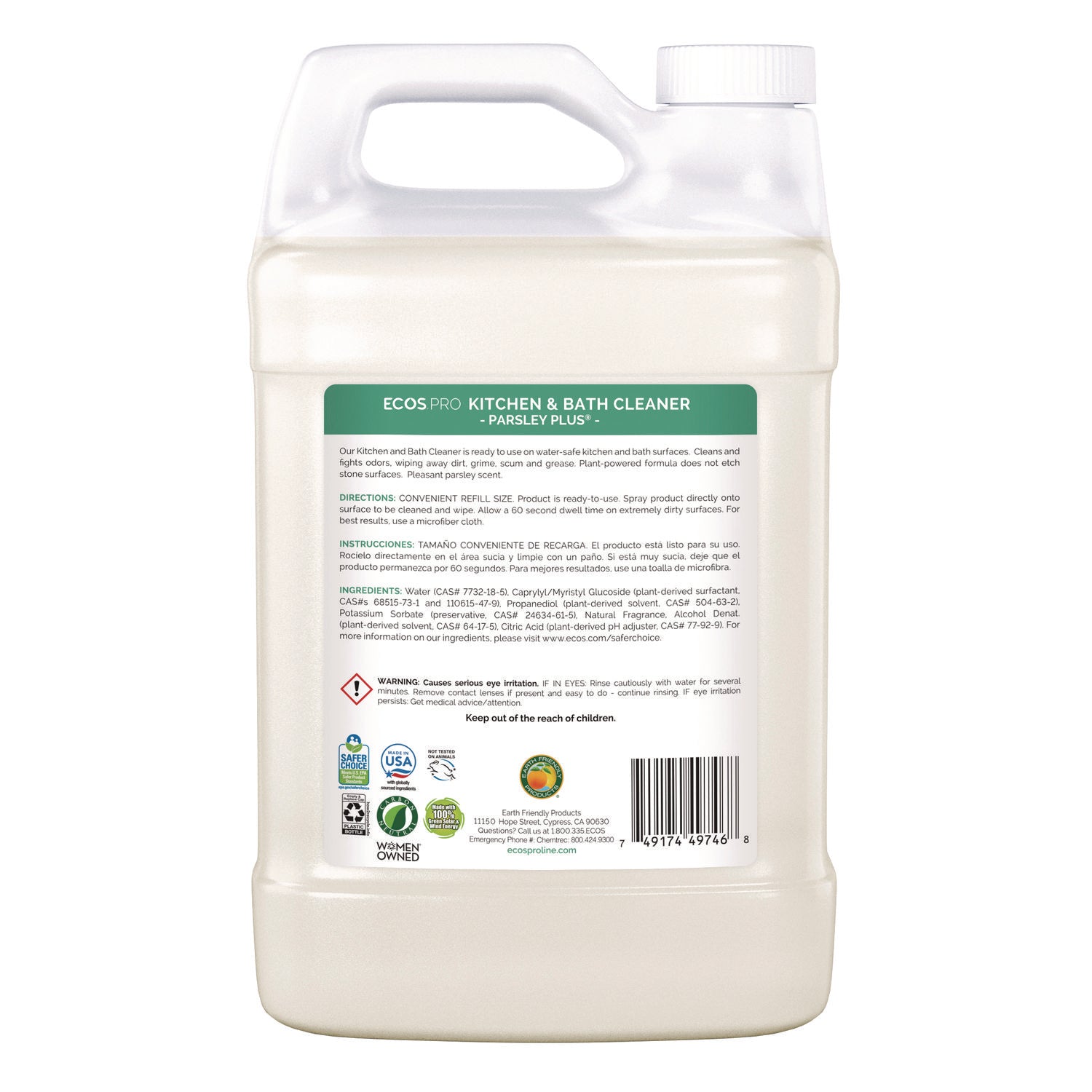 Parsley Plus All-Purpose Kitchen and Bathroom Cleaner, Herbal Scent, 1 gal Bottle, 4/Carton