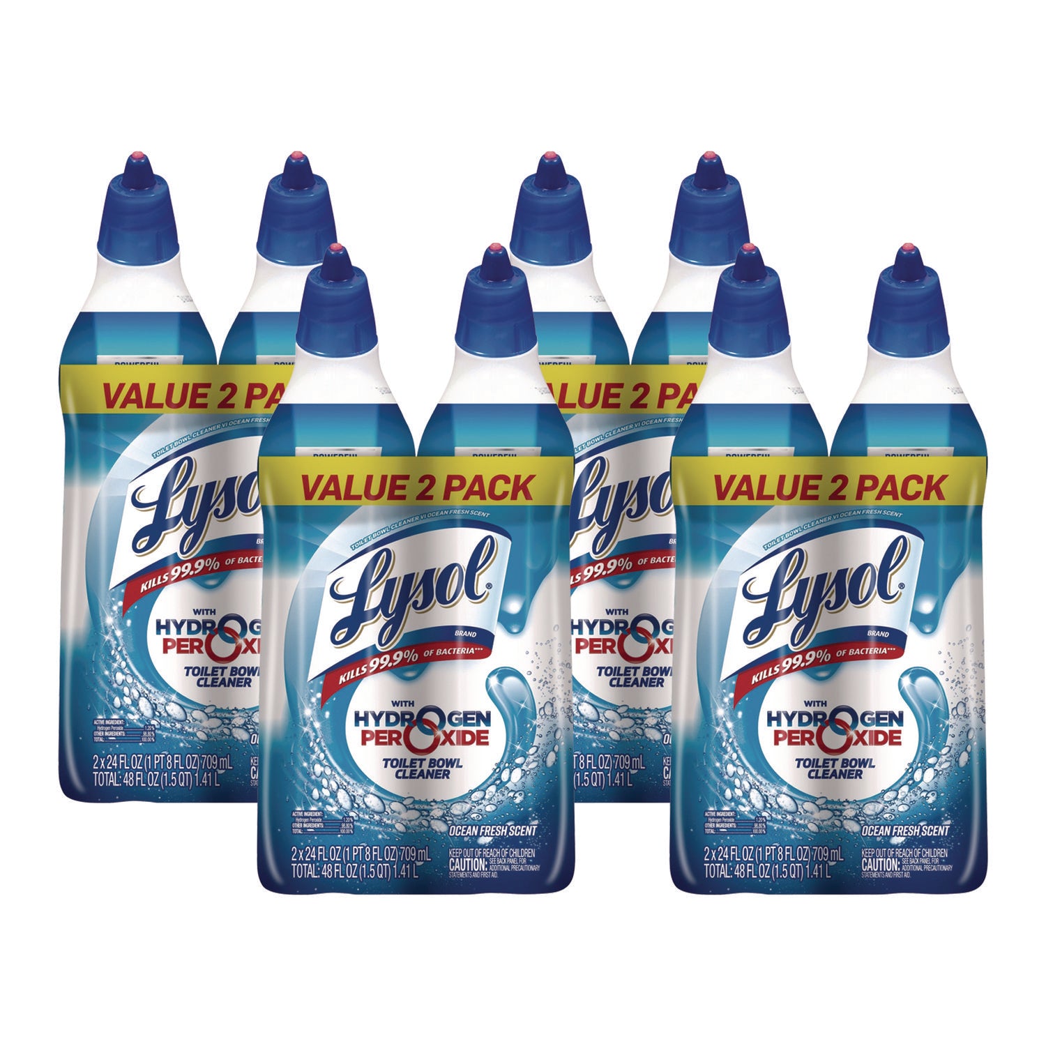 Lysol Hydrogen Peroxide Toilet Cleaner - 24 fl oz (0.8 quart) - Ocean Fresh Scent - Recommended For: Soap Scum Remover - Bleach-free, Residue-free - Blue - 2 / Pack