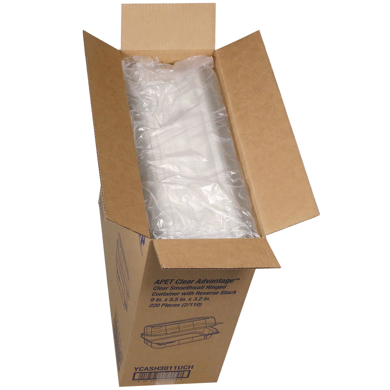 Hoagie Hinged Lid Container, 9 x 5.5 x 3.2, Clear, Plastic, 220/Carton