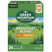 Green Mountain Coffee Roasters&reg; K-Cup Breakfast Blend Decaf Coffee - Compatible with Keurig Brewer - Light/Mild - K-Cup - Decaffeinated - 24 / Box