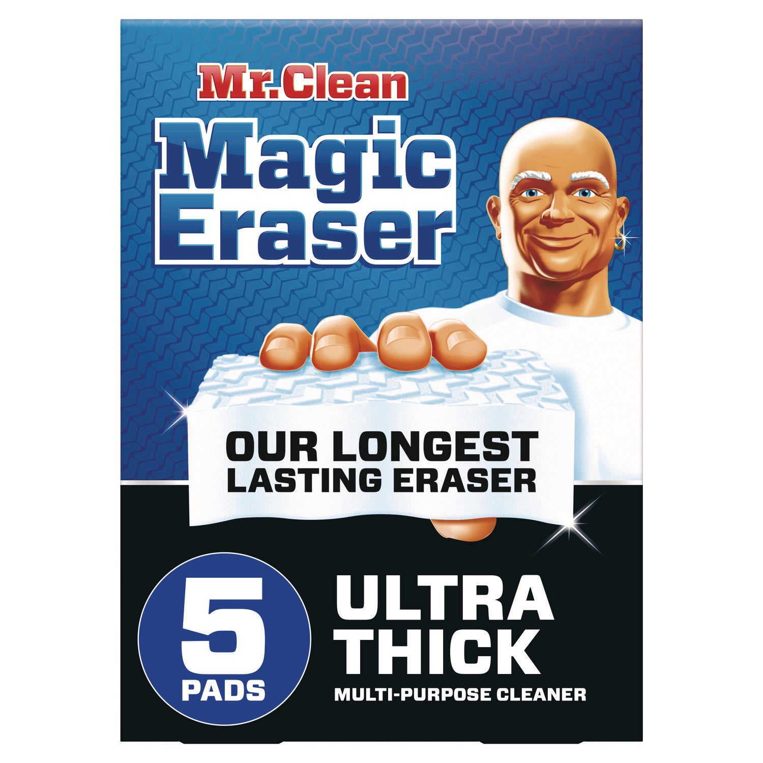 Mr. Clean Magic Eraser Sponge, Ultra Thick, Heavy Duty, Built-In Scrubber, Strong, White, 5 Pack