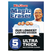Mr. Clean Magic Eraser Sponge, Ultra Thick, Heavy Duty, Built-In Scrubber, Strong, White, 5 Pack