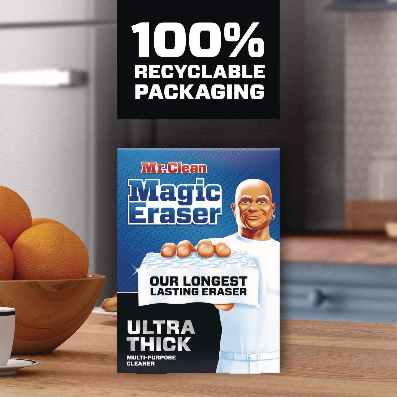 Mr. Clean Magic Eraser Sponge, Ultra Thick, Heavy Duty, Built-In Scrubber, Strong, White, 5 Pack