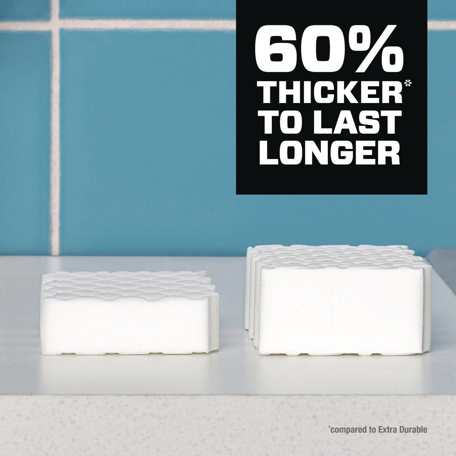 Mr. Clean Magic Eraser Sponge, Ultra Thick, Heavy Duty, Built-In Scrubber, Strong, White, 5 Pack