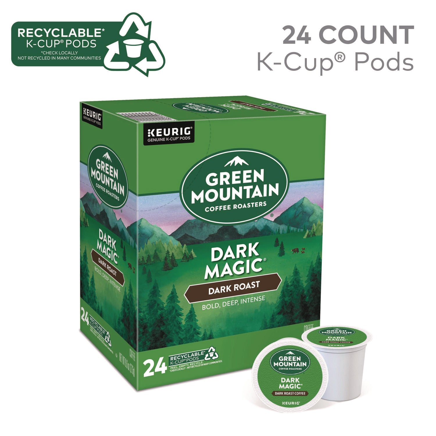 Green Mountain Coffee Roasters&reg; K-Cup Dark Magic Coffee - Compatible with Keurig Brewer - Regular - Dark - K-Cup - 24 / Box