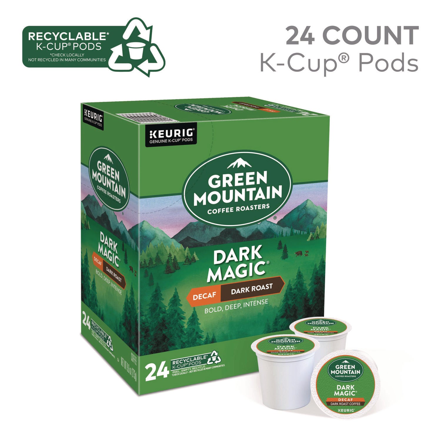 Compatible with Keurig Brewer - Full/Extra Dark/Extra Bold - K-Cup - Decaffeinated - 24 / Box