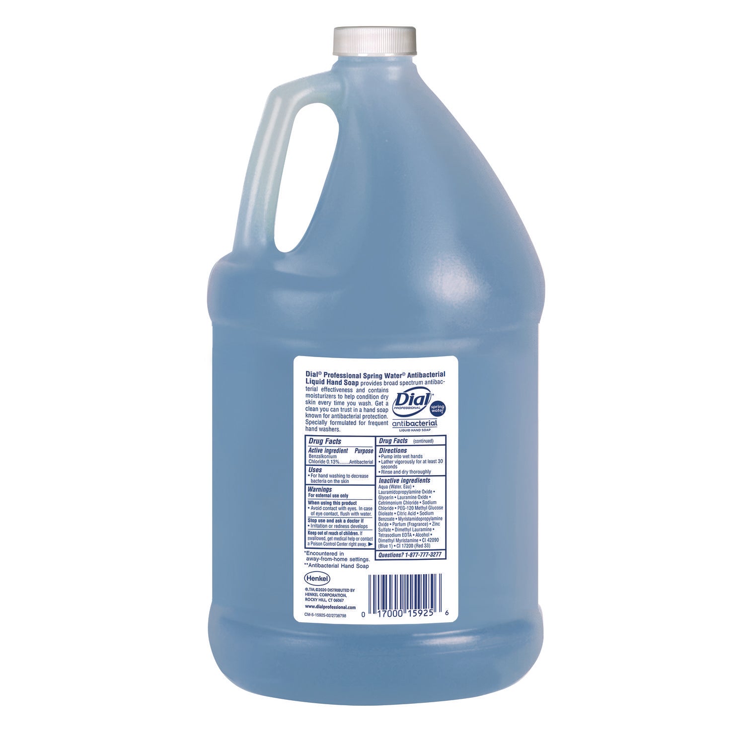 Dial Spring Water Scent Liquid Hand Soap - Spring Water Scent - 1 gal - Kill Germs - Hand - Moisturizing - Blue - 1 Each