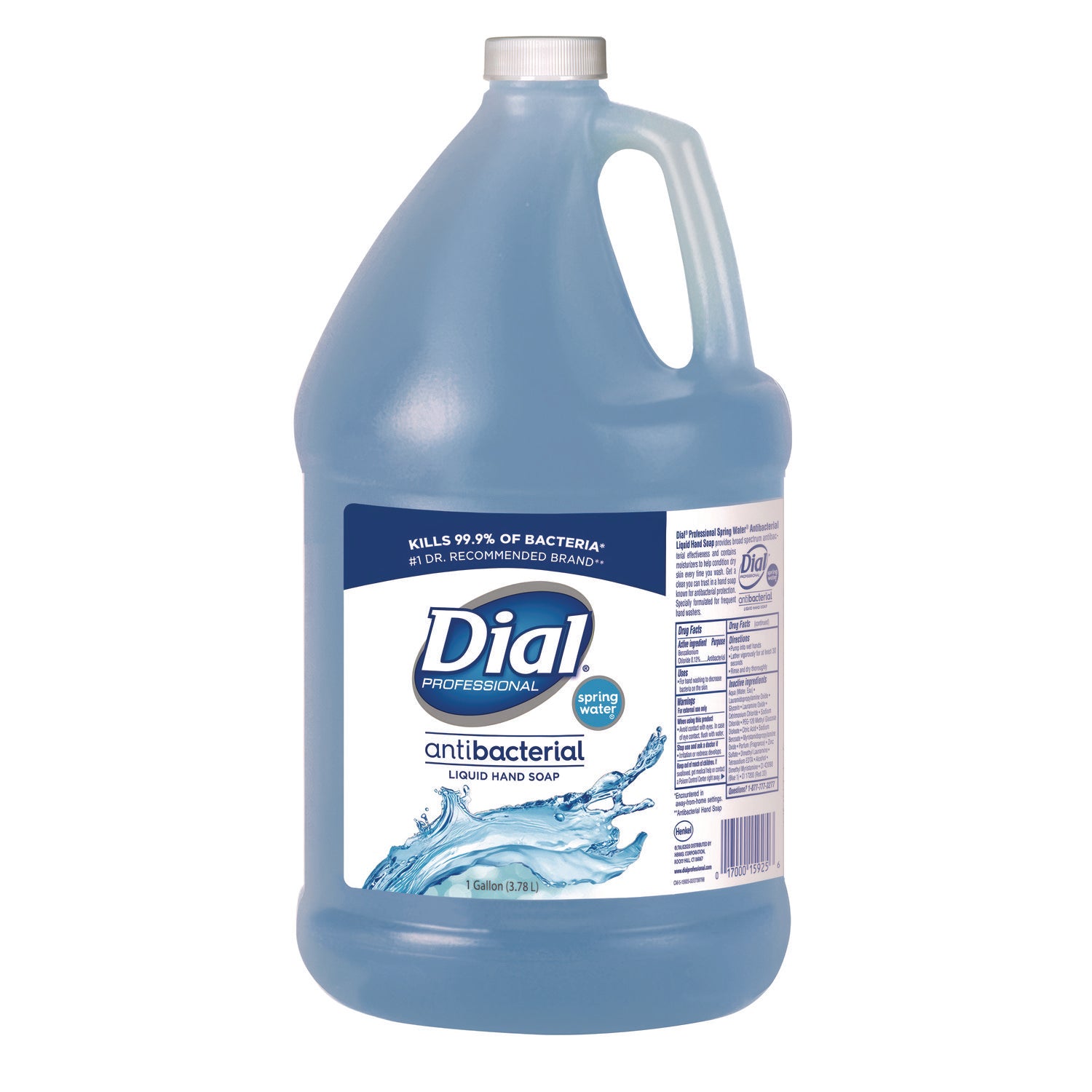 Dial Spring Water Scent Liquid Hand Soap - Spring Water Scent - 1 gal - Kill Germs - Hand - Moisturizing - Blue - 1 Each
