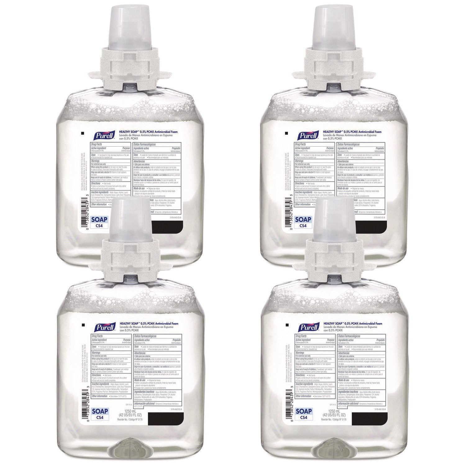 Healthcare HEALTHY SOAP 0.5% PCMX Antimicrobial Foam Refill, For CS4 Dispensers, Fragrance-Free, 1,250 mL, 4/Carton