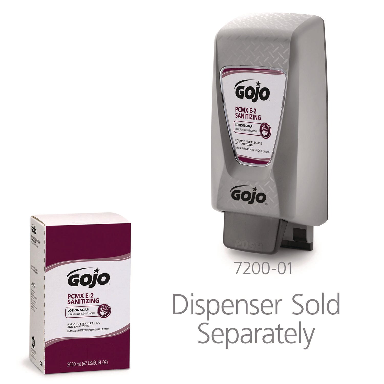 E2 Sanitizing Lotion Soap with PCMX Refill, For Pro TDX Dispenser, Fragrance-Free, 2,000 mL, 4/Carton