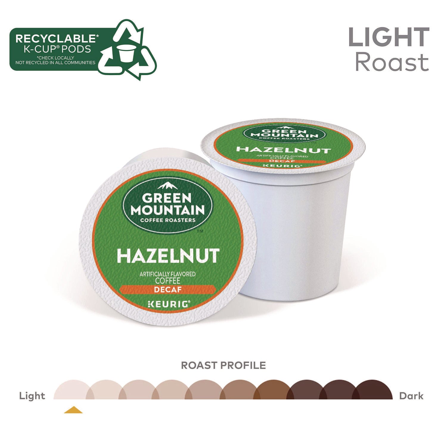 Compatible with Keurig Brewer - Light - K-Cup, Pod - Hazelnut, Decaf - Kosher - Decaffeinated - 24 / Box