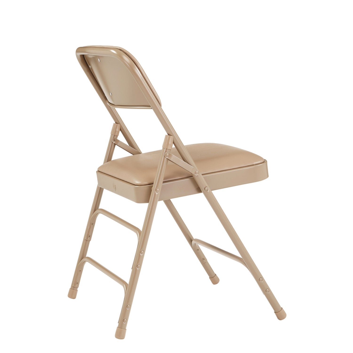 NPS® 1300 Series Premium Vinyl Upholstered Triple Brace Double Hinge Folding Chair, Pack of 4, Surface Color: French Beige, Frame Color: Beige