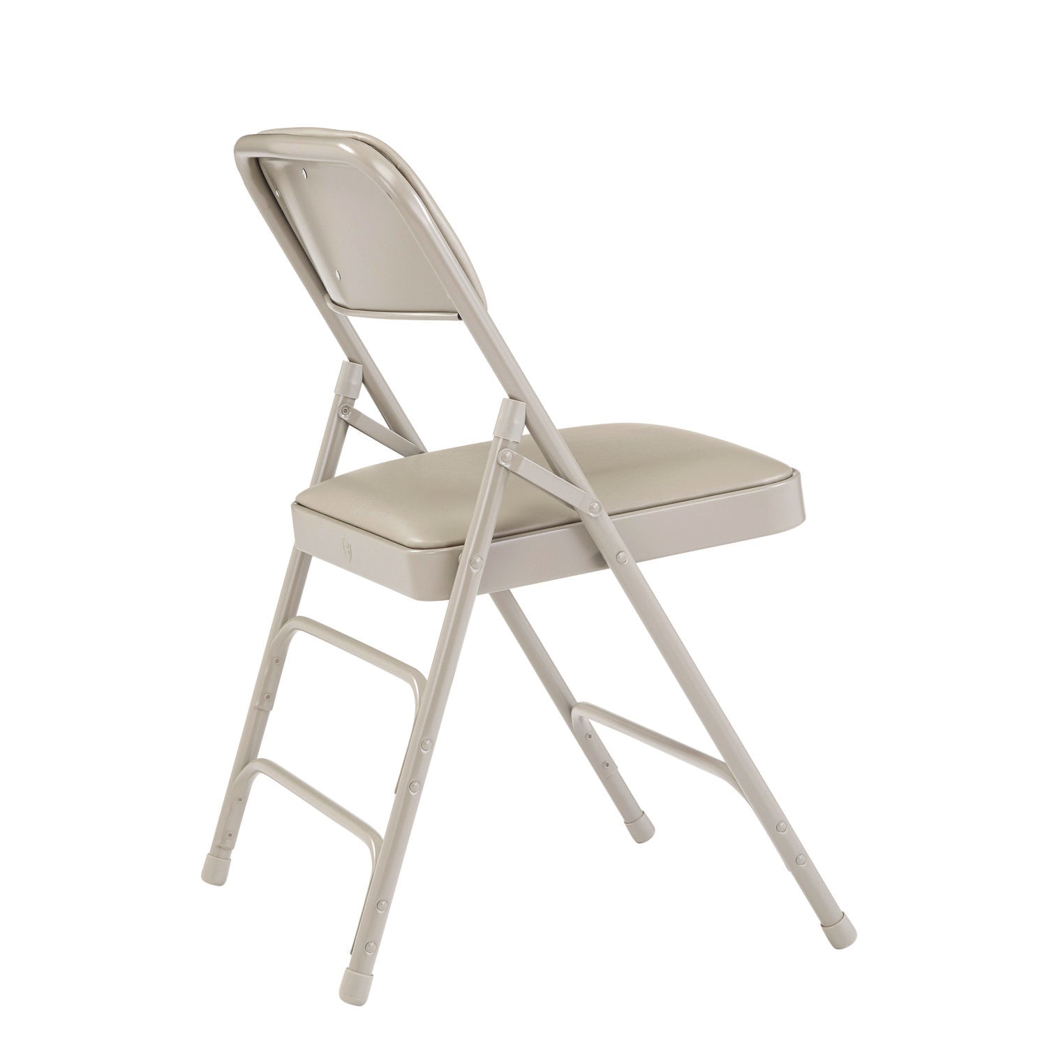 NPS® 1300 Series Premium Vinyl Upholstered Triple Brace Double Hinge Folding Chair, Pack of 4, Surface Color: Warm Grey, Frame Color: Grey