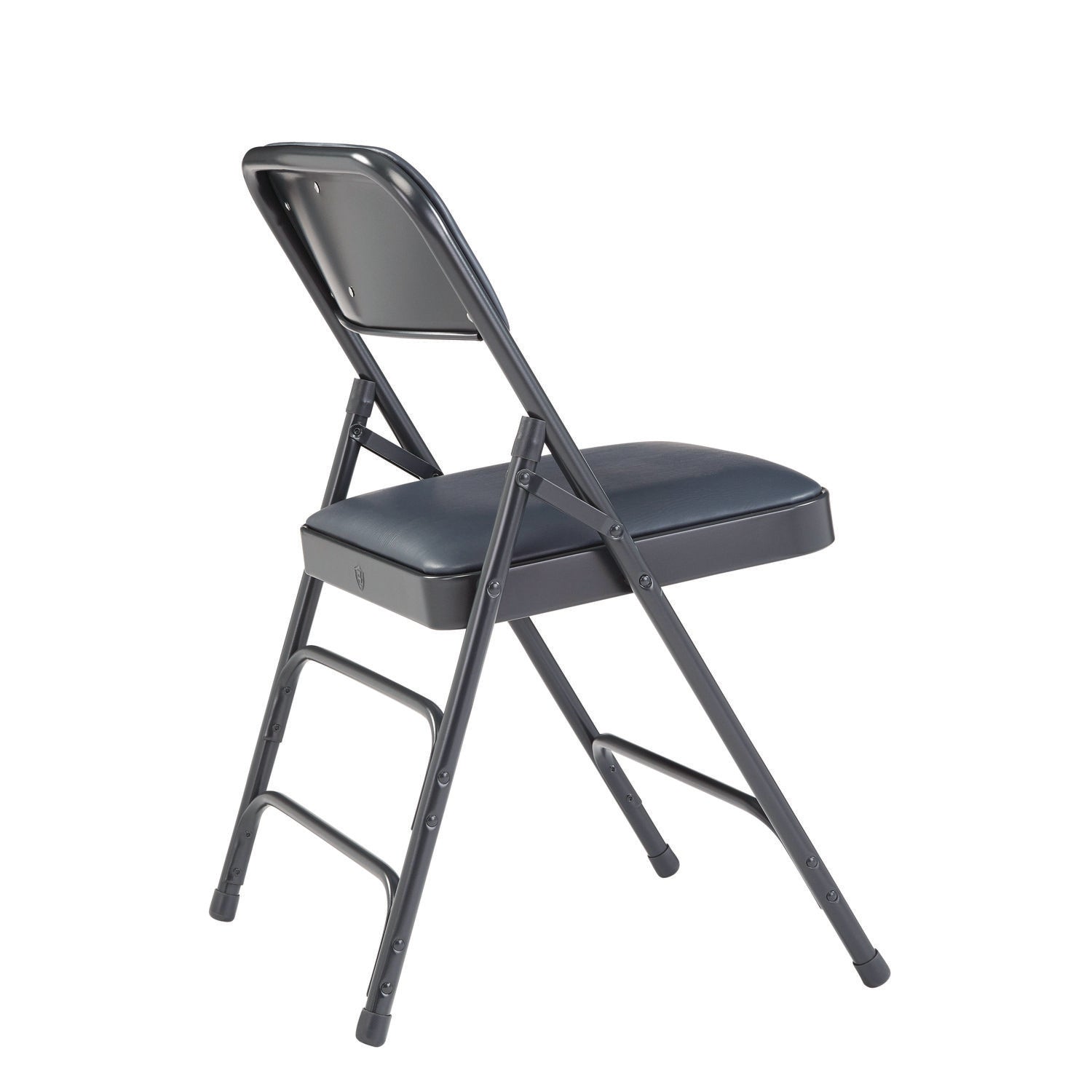 NPS® 1300 Series Premium Vinyl Upholstered Triple Brace Double Hinge Folding Chair, Pack of 4, Surface Color: Dark Blue, Frame Color: Blue