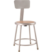 NPS® 18" Heavy Duty Steel Stool with Backrest, Surface Color: Masonite Wood, Frame Color: Grey