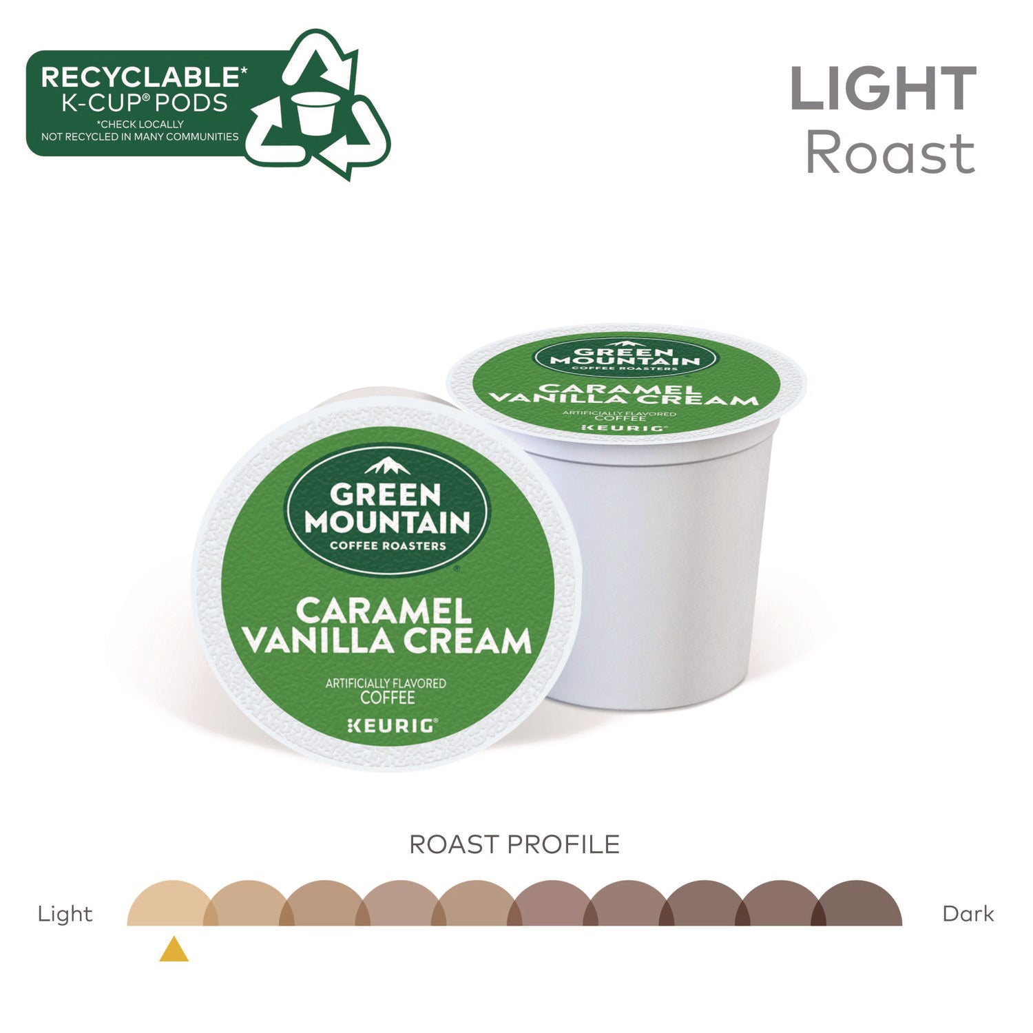 Green Mountain Coffee Roasters&reg; K-Cup Caramel Vanilla Cream Coffee - Compatible with Keurig Brewer - Regular - K-Cup - 24 / Box