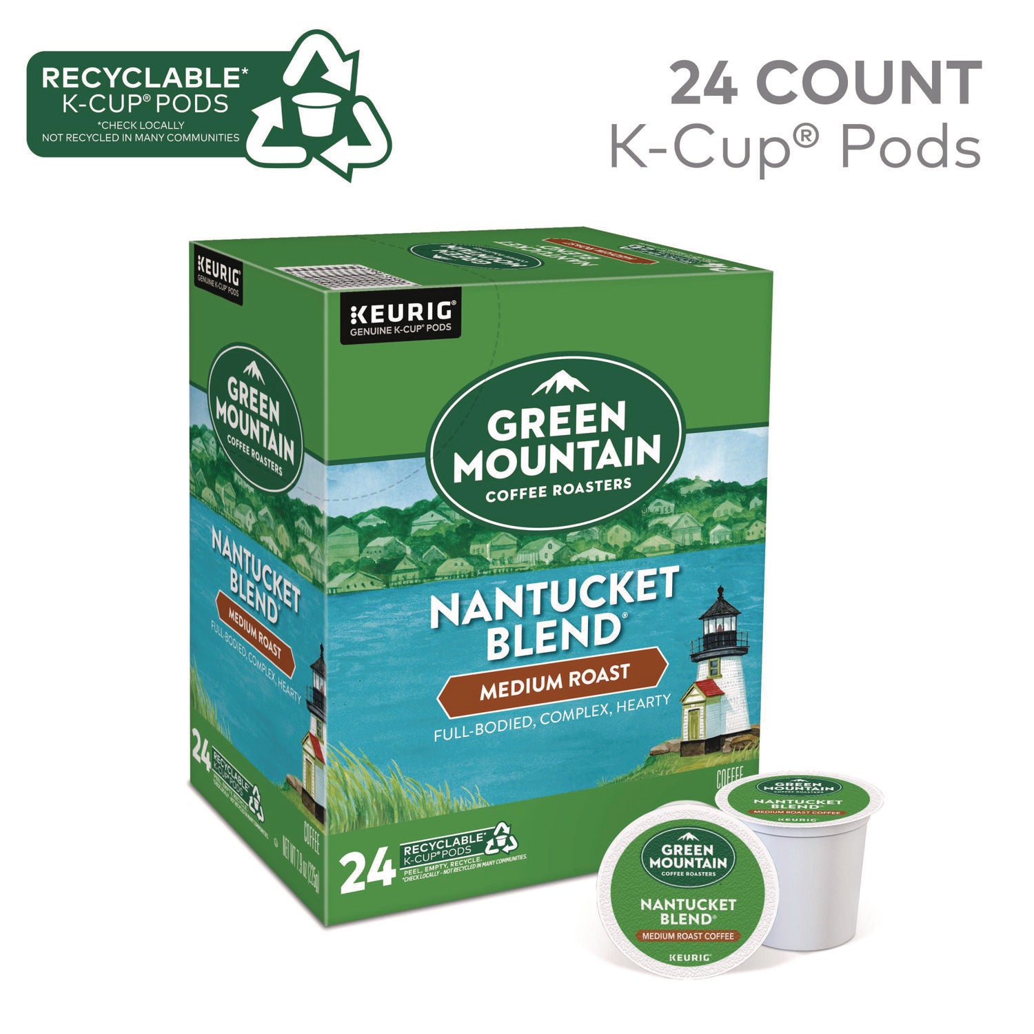 Green Mountain Coffee Roasters&reg; K-Cup Nantucket Blend Coffee - Compatible with Keurig Brewer - Regular - Medium - K-Cup - 24 / Box