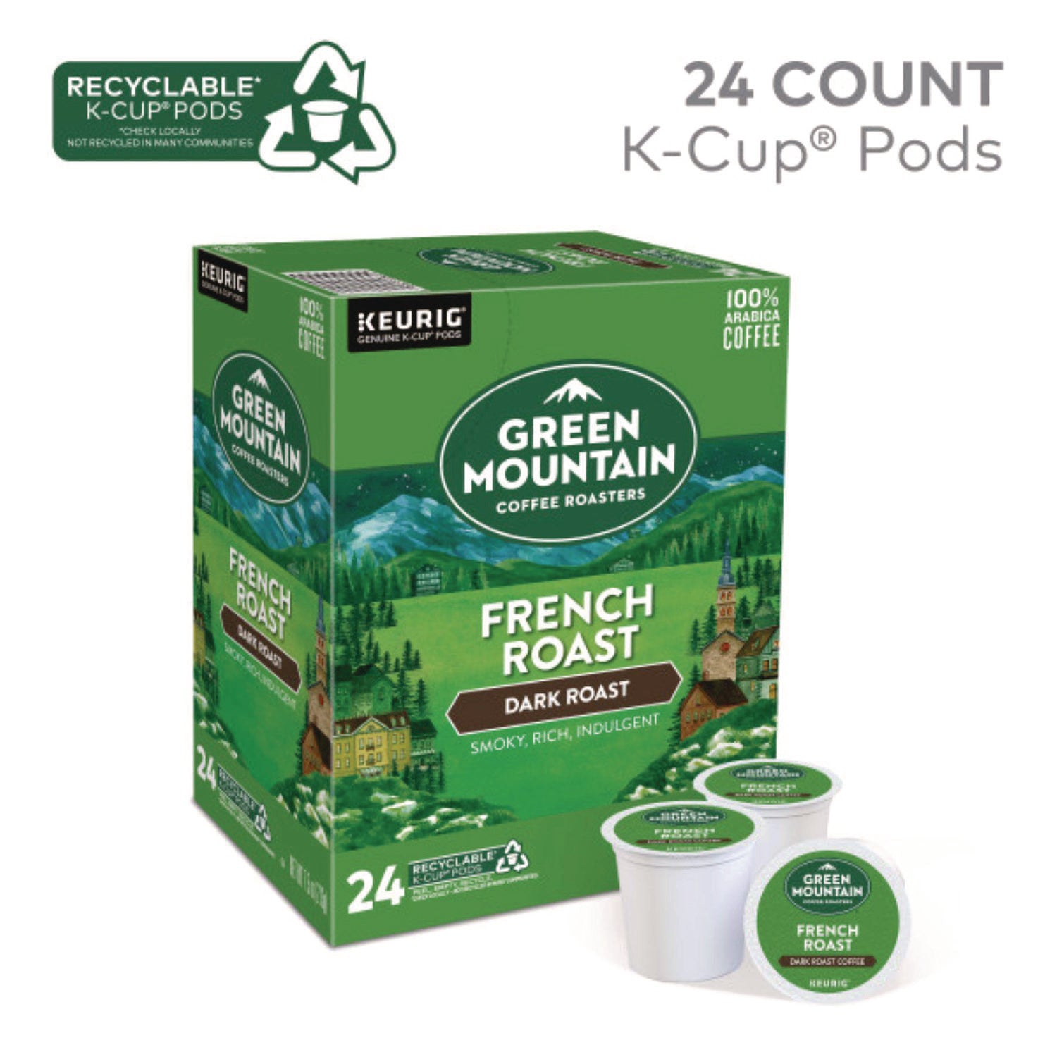 Green Mountain Coffee Roasters&reg; K-Cup French Roast Coffee - Compatible with Keurig Brewer - Regular - Dark - K-Cup - 24 / Box