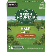 Green Mountain Coffee Roasters&reg; K-Cup Half-Caff Coffee - Compatible with Keurig Brewer - Medium - K-Cup - Half Caff - 24 / Box