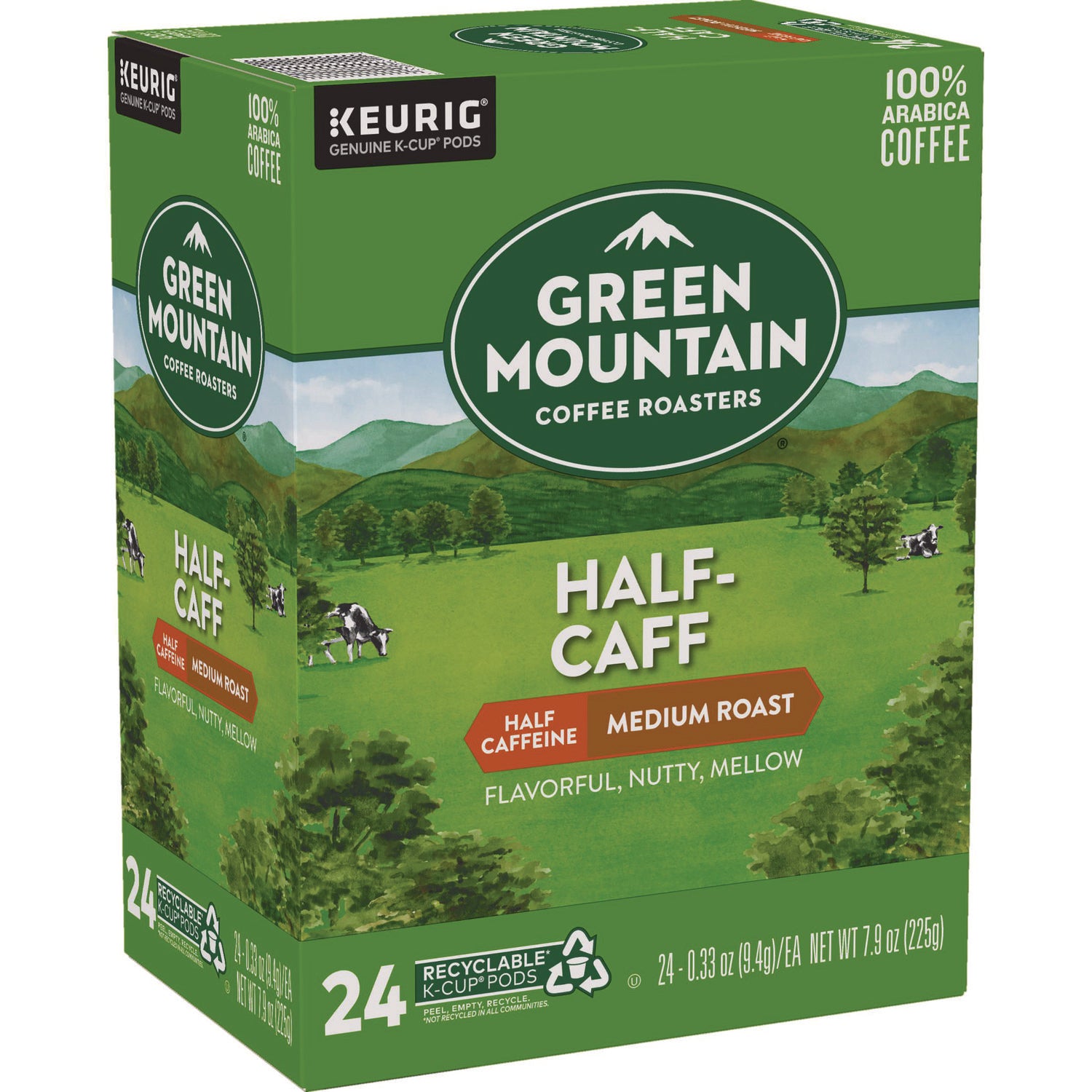Green Mountain Coffee Roasters&reg; K-Cup Half-Caff Coffee - Compatible with Keurig Brewer - Medium - K-Cup - Half Caff - 24 / Box