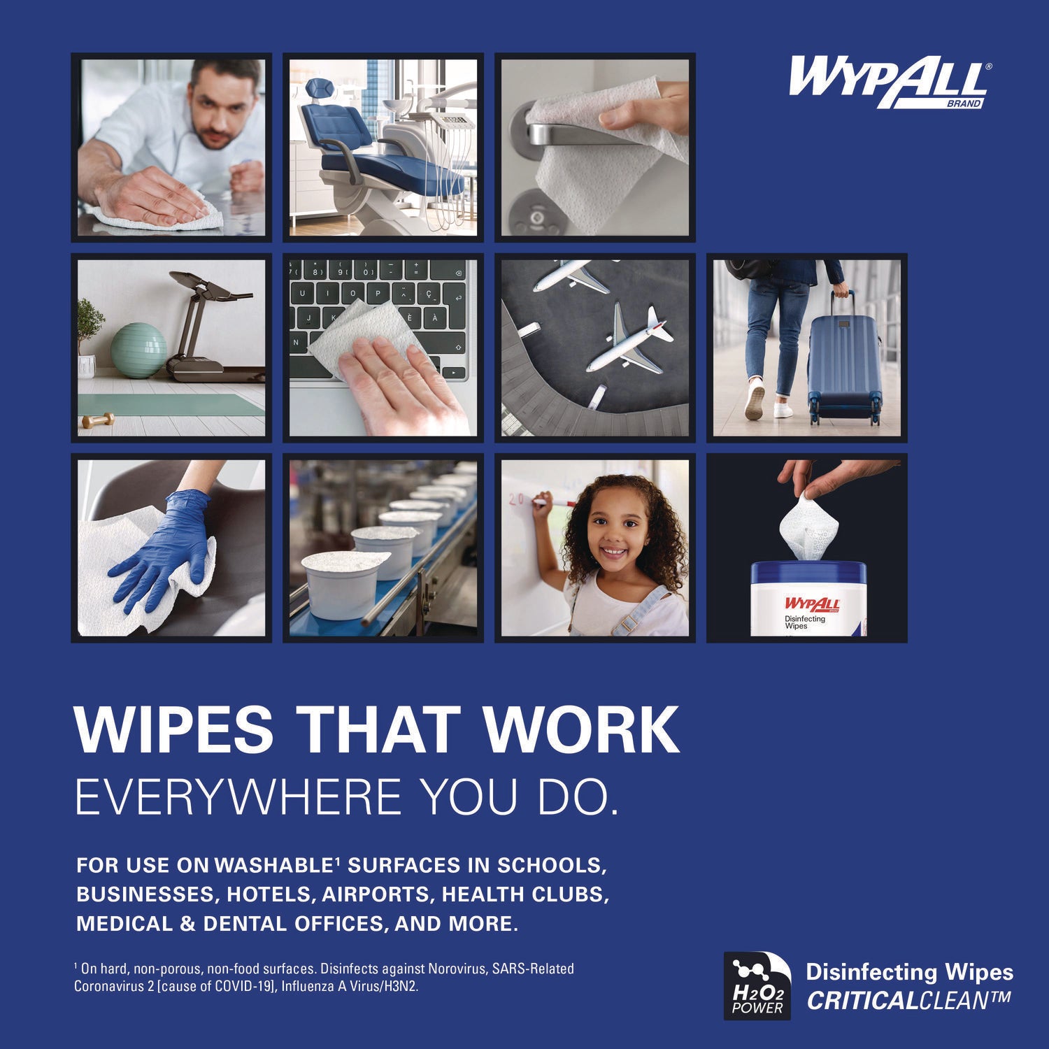 Hydrogen Peroxide Disinfecting Wipes, 1-Ply, 7 x 5.75, Fresh Scent, White, 185 Wipes/Canister