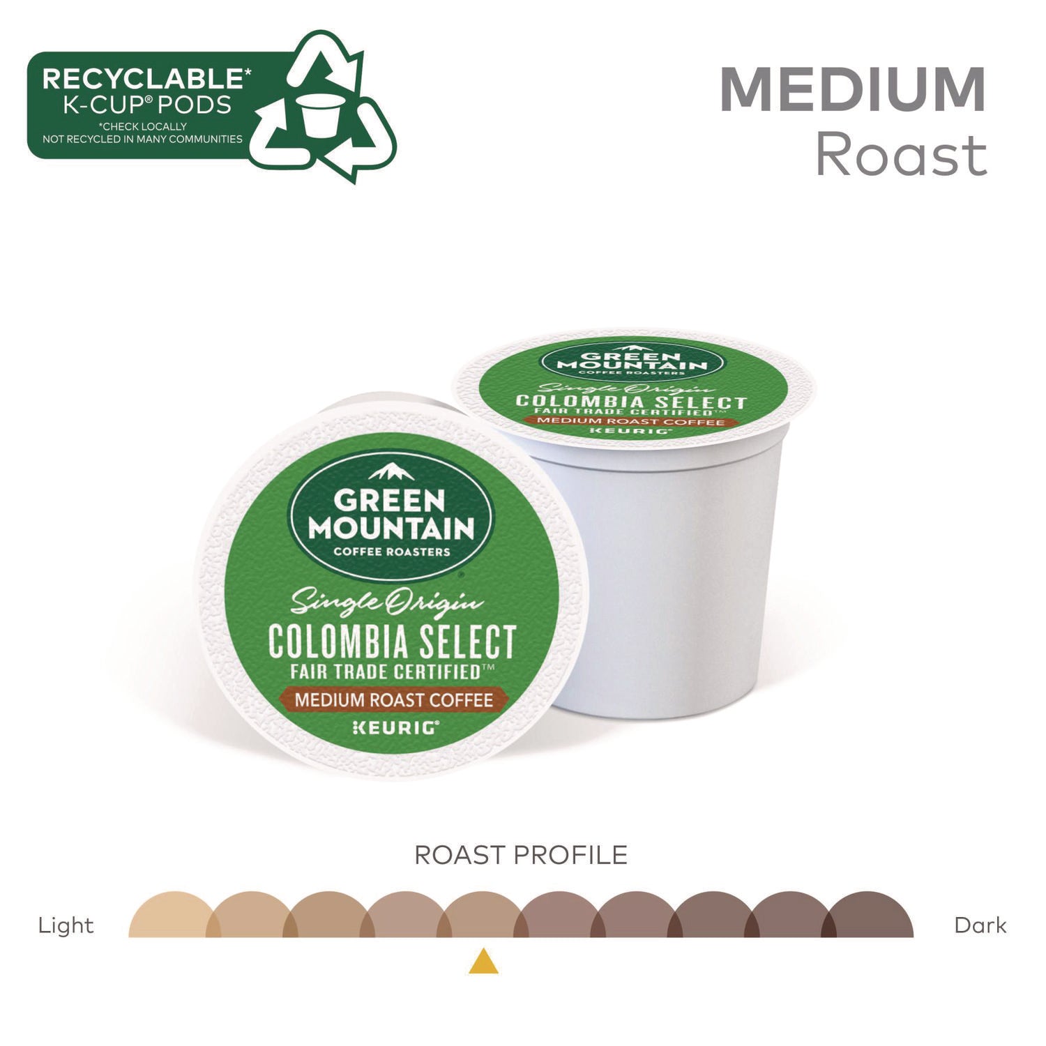 Green Mountain Coffee Roasters&reg; K-Cup Colombia Select Coffee - Compatible with Keurig Brewer - Regular - Medium - K-Cup - 24 / Box